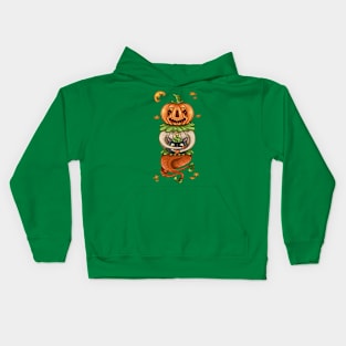 Halloween Pumpkin with Cats Head Kids Hoodie